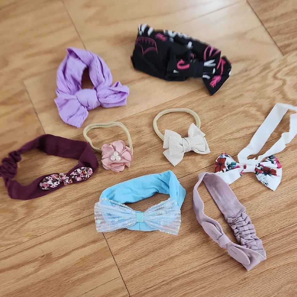 Bundle Of Kids Headbands Hair Accessories Set - Purple, Pink, Cream, Blue